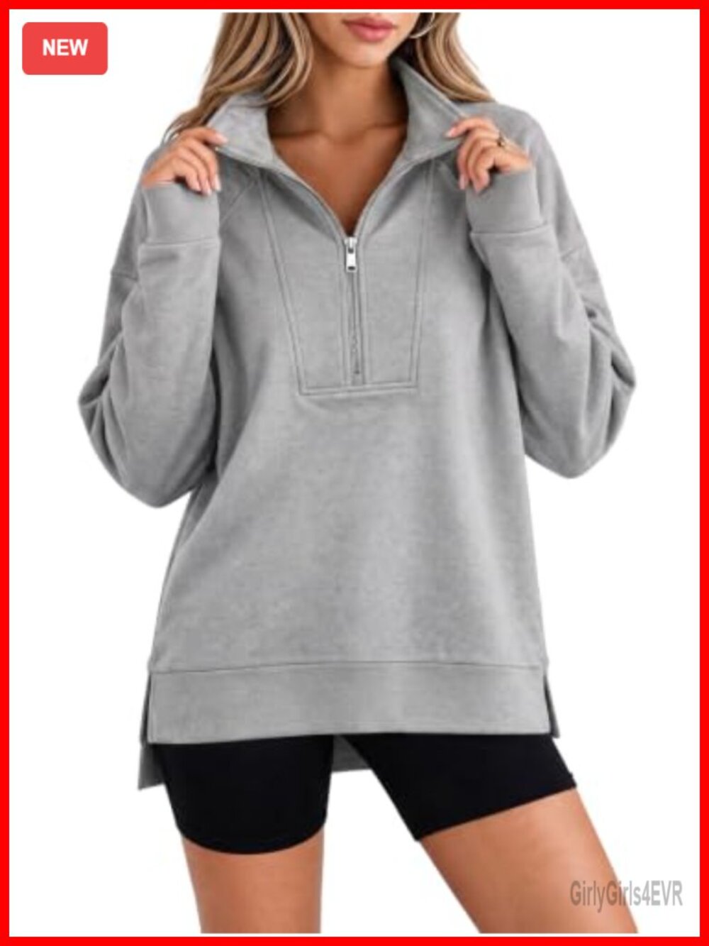 Oversized Half Zip Sweatshirt Quarter Zip Pullover Loose Fit Workout Top